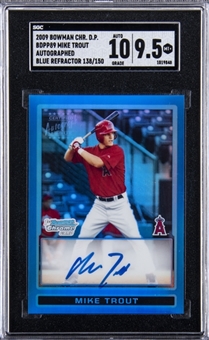2009 Bowman Chrome Draft Prospects #BDPP89 Mike Trout (Blue Refractor) Signed Rookie Card (#138/150) – SGC MINT+ 9.5/SGC 10